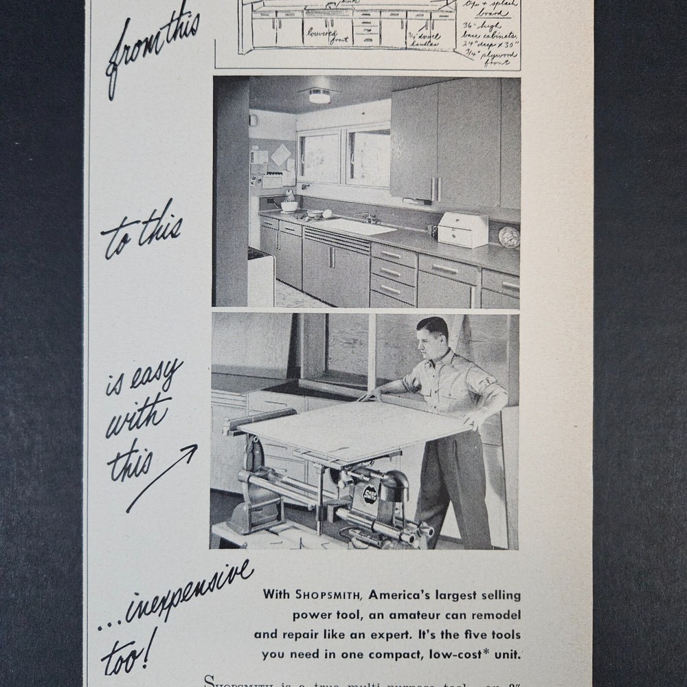1953 Shopsmith Magna Engineering Corp Vintage Print Ad Menlo Park CA Cleveland